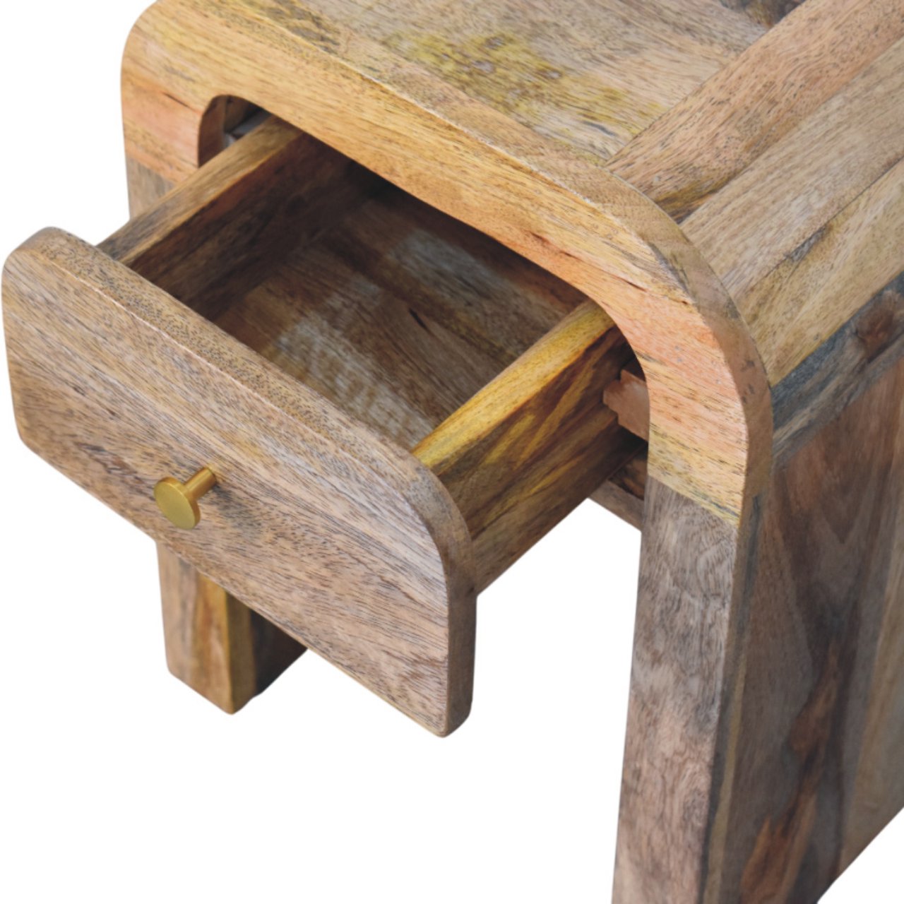 Mini Darcy Oak-ish Nightstand with Curved Edges Accent Piece