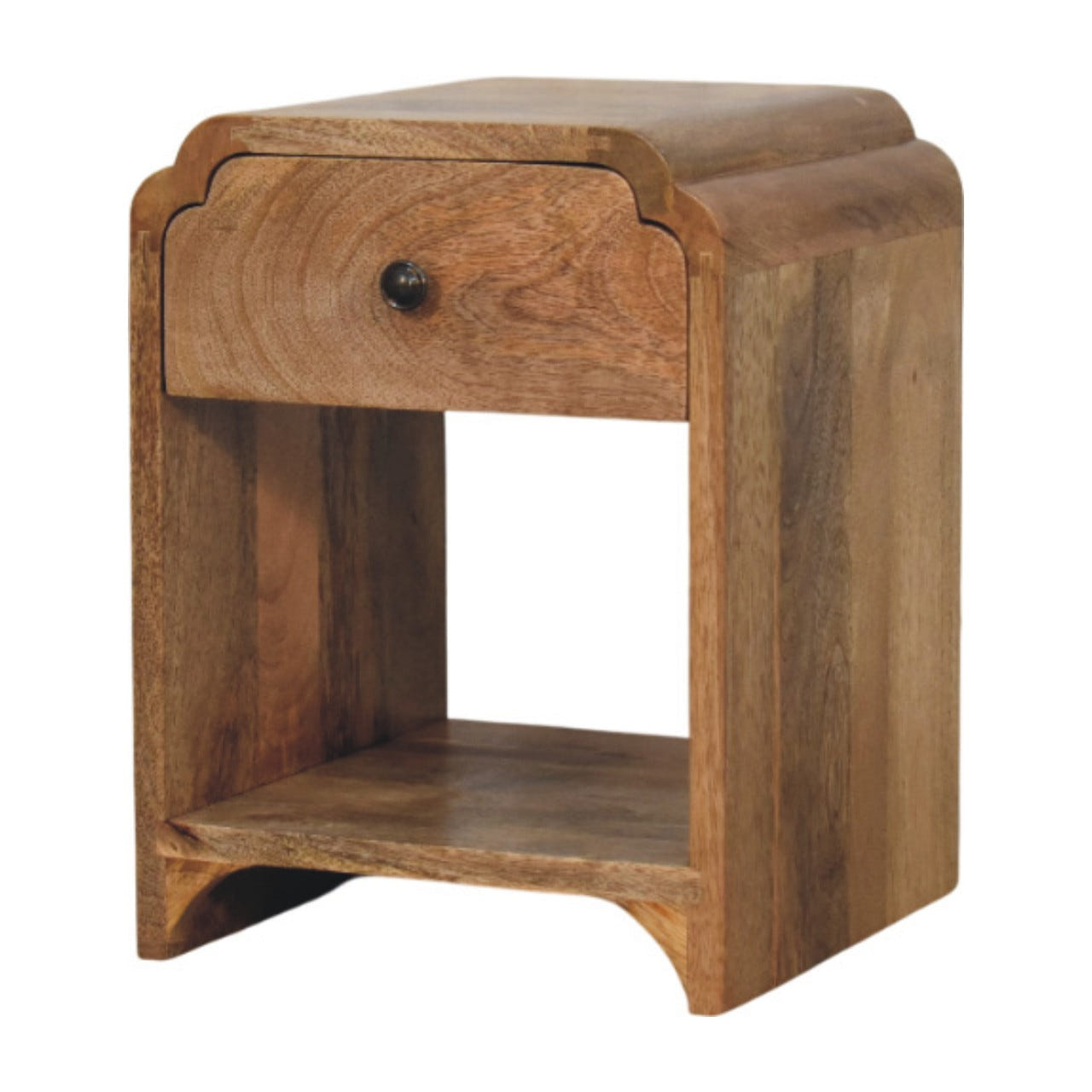 Newton Mini Oak-ish Nightstand with a drawer and open shelf Chest of Drawers