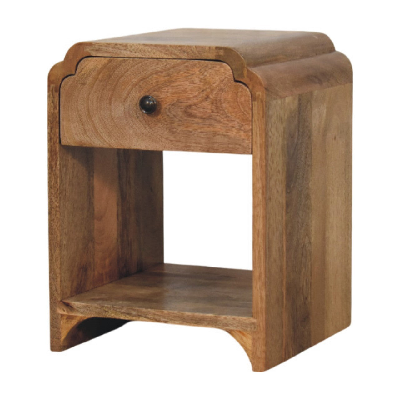Newton Mini Oak-ish Nightstand with a drawer and open shelf Chest of Drawers
