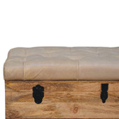 Beige Buffalo hide leather Storage Trunk Storage Bench | Oak-Ish Hidden Storage