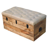 Beige Buffalo hide leather Storage Trunk Storage Bench | Oak-Ish Hidden Storage