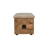 Beige Buffalo hide leather Storage Trunk Storage Bench | Oak-Ish Hidden Storage