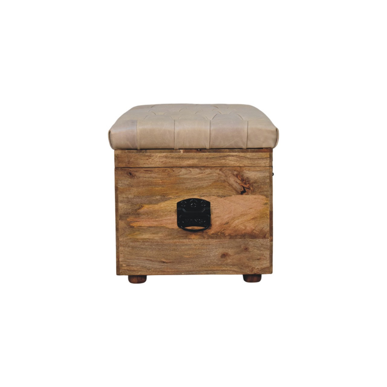 Beige Buffalo hide leather Storage Trunk Storage Bench | Oak-Ish Hidden Storage