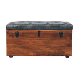 Black Buffalo hide leather Storage Trunk Storage Bench | California Walnut Default Title