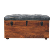 Black Buffalo hide leather Storage Trunk
