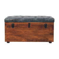 Black Buffalo hide leather Storage Trunk Storage Bench