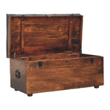 Black Buffalo hide leather Storage Trunk Storage Bench | California Walnut