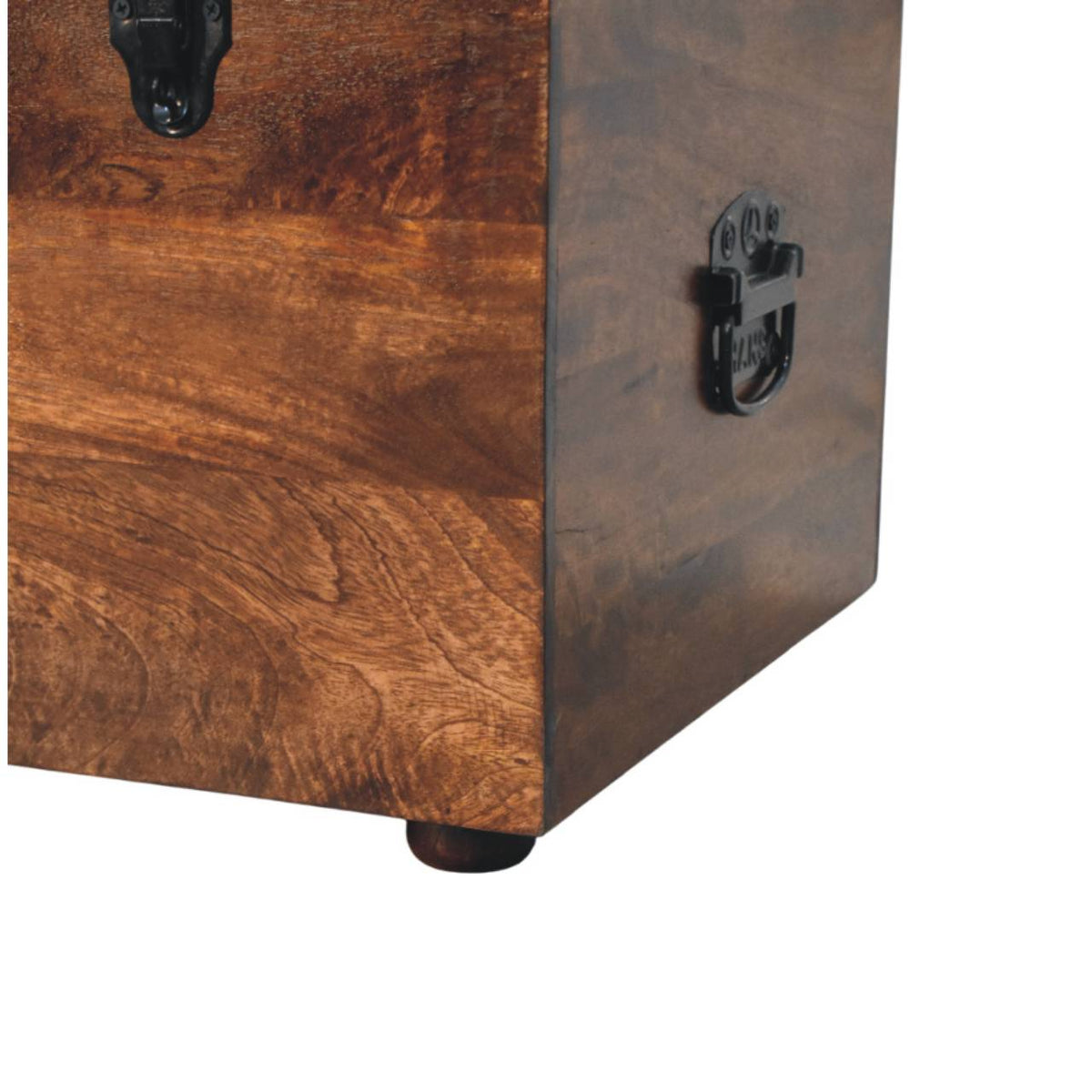 Black Buffalo hide leather Storage Trunk Storage Bench | California Walnut