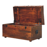 Brown Buffalo hide leather Storage Trunk Storage Bench | California Walnut
