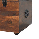 Brown Buffalo hide leather Storage Trunk Storage Bench | California Walnut