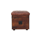 Brown Buffalo hide leather Storage Trunk Storage Bench | California Walnut