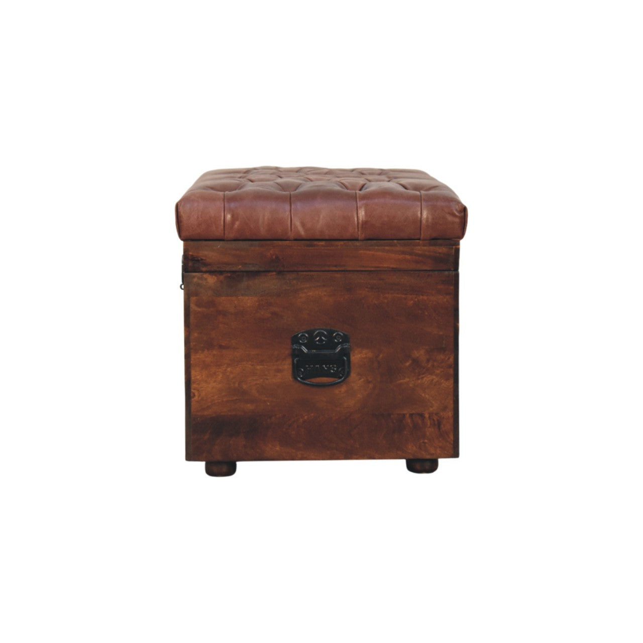 Brown Buffalo hide leather Storage Trunk Storage Bench | California Walnut