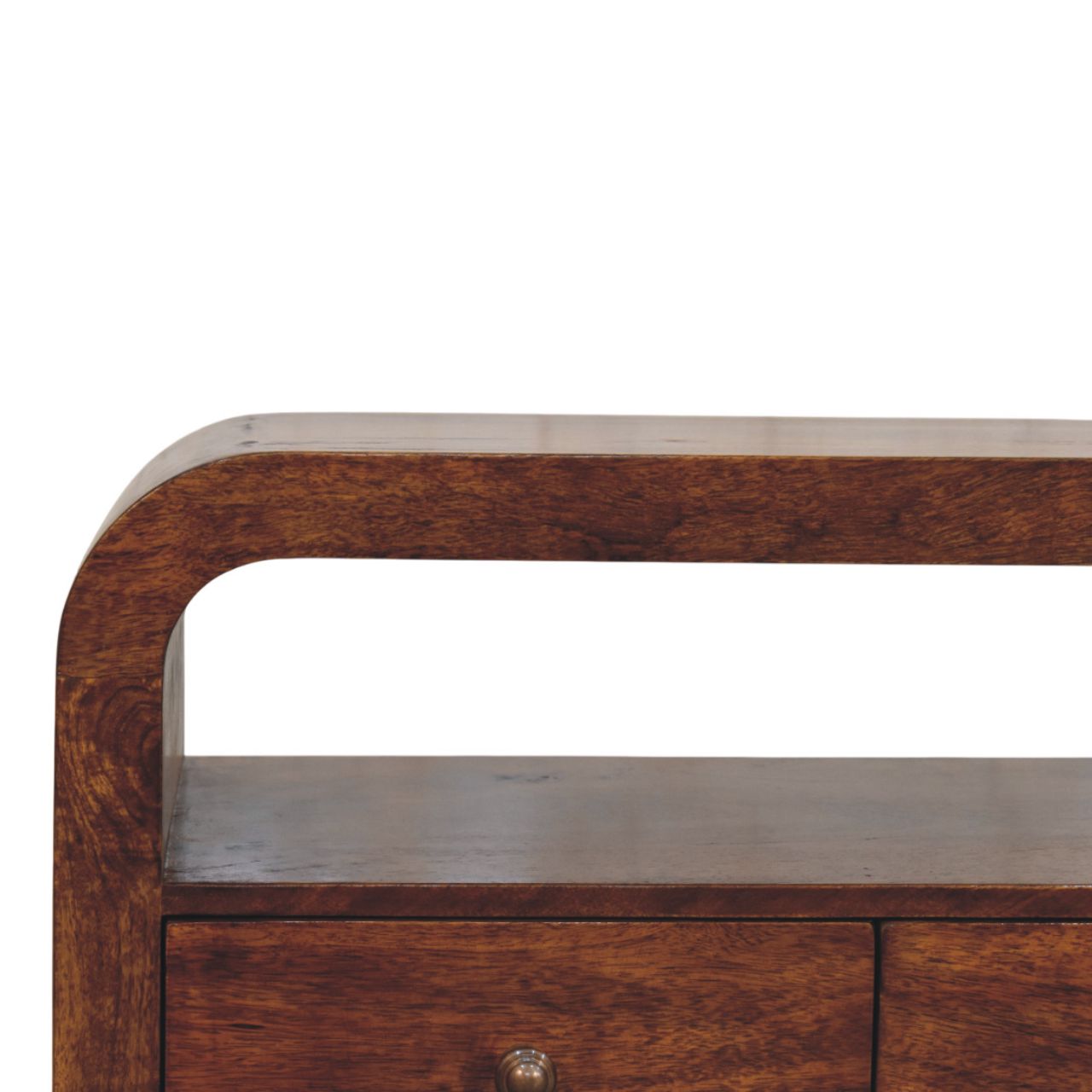 Darcy 3 drawer Open Shelf Chestnut Media unit