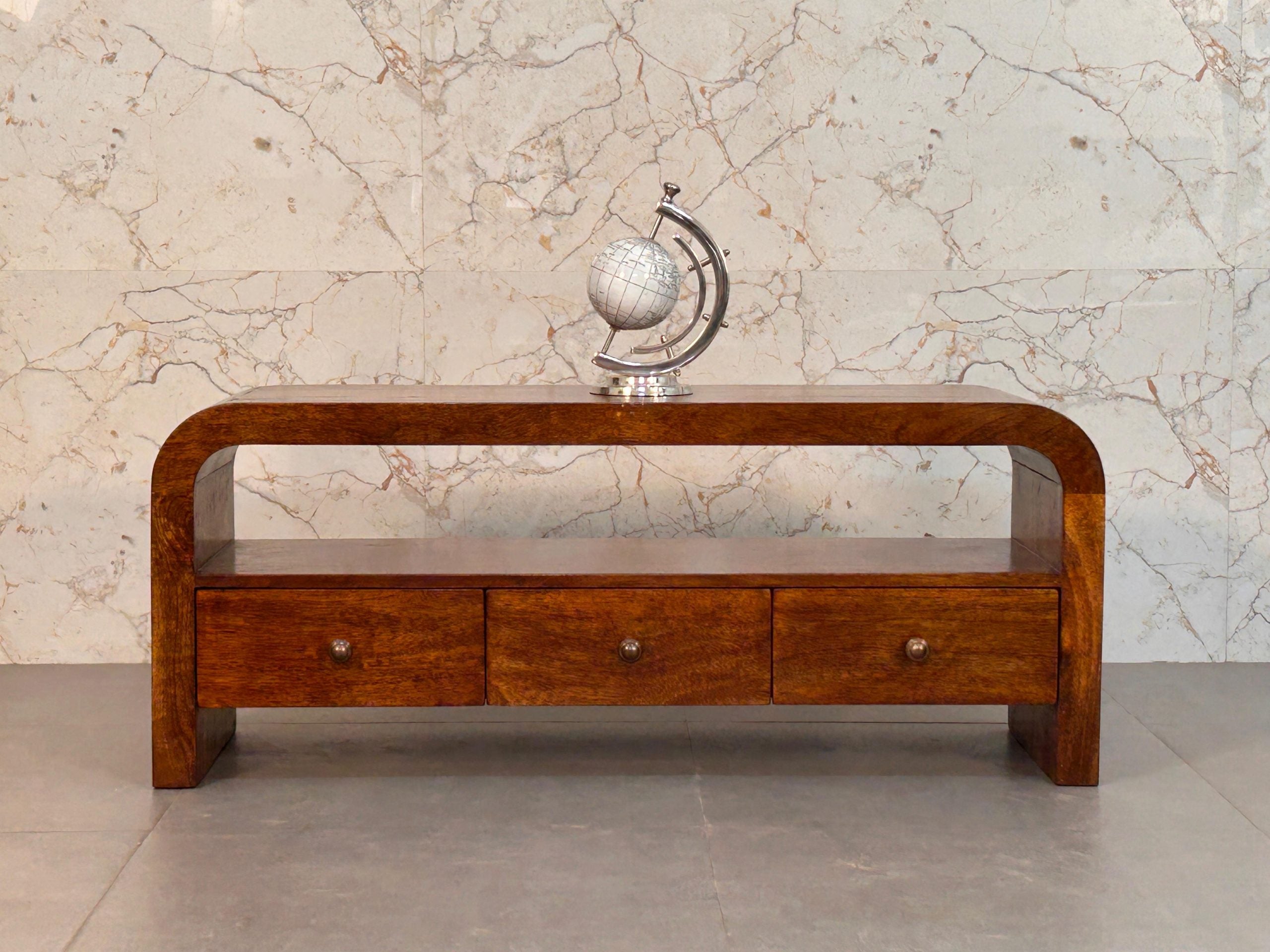 Darcy 3 drawer Open Shelf Chestnut Media unit