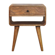 Avora Oak-ish Nightstand with Drawer and open slot