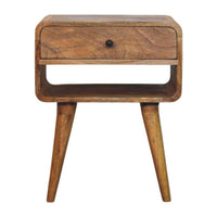 Avora Oak-ish Nightstand with Drawer and open slot Accent Piece