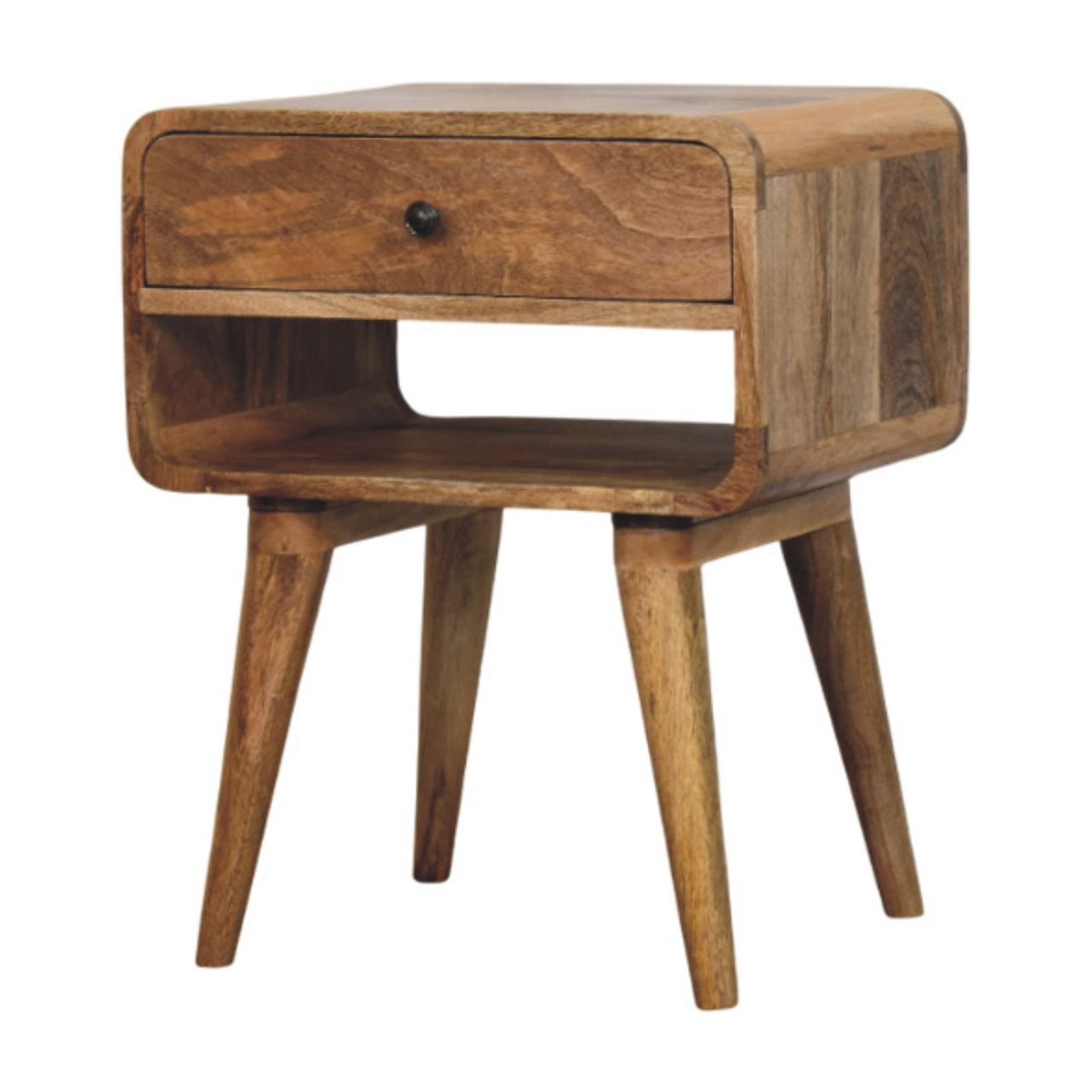 Avora Oak-ish Nightstand with Drawer and open slot Accent Piece | Open Shelf