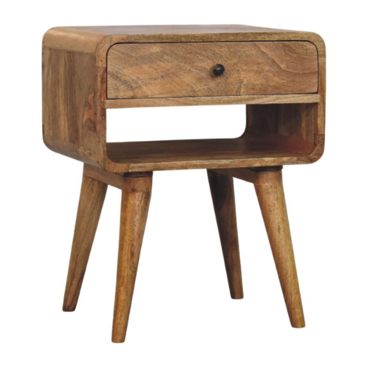 Avora Oak-ish Nightstand with Drawer and open slot Accent Piece | Open Shelf