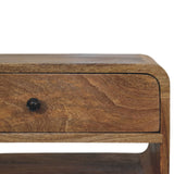 Avora Oak-ish Nightstand with Drawer and open slot Accent Piece | Open Shelf