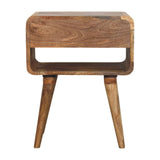 Avora Oak-ish Nightstand with Drawer and open slot Accent Piece | Open Shelf