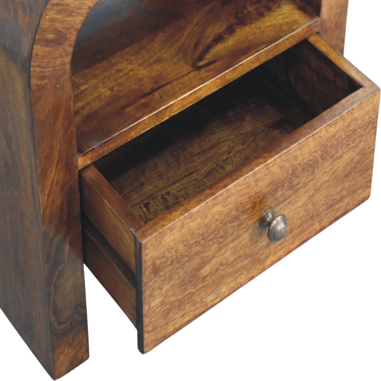 Darcy Chestnut Nightstand with Drawer and open shelf Chest of Drawers