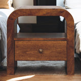 Darcy Chestnut Nightstand with Drawer and open shelf Chest of Drawers