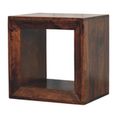 Solis Open California Walnut Side Table Accent Piece | Wall-Mounted