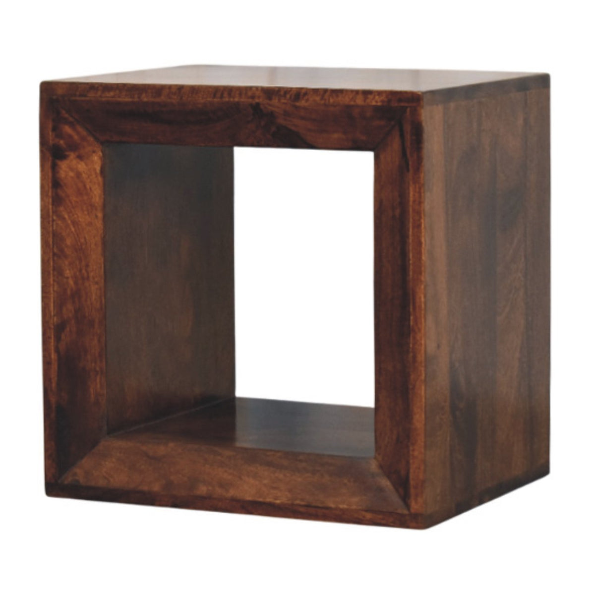 Solis Open California Walnut Side Table Accent Piece | Wall-Mounted