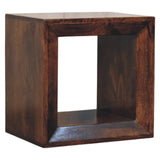 Solis Open California Walnut Side Table Accent Piece | Wall-Mounted