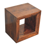 Solis Open California Walnut Side Table Accent Piece | Wall-Mounted