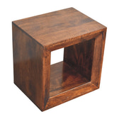 Solis Open California Walnut Side Table Accent Piece | Wall-Mounted