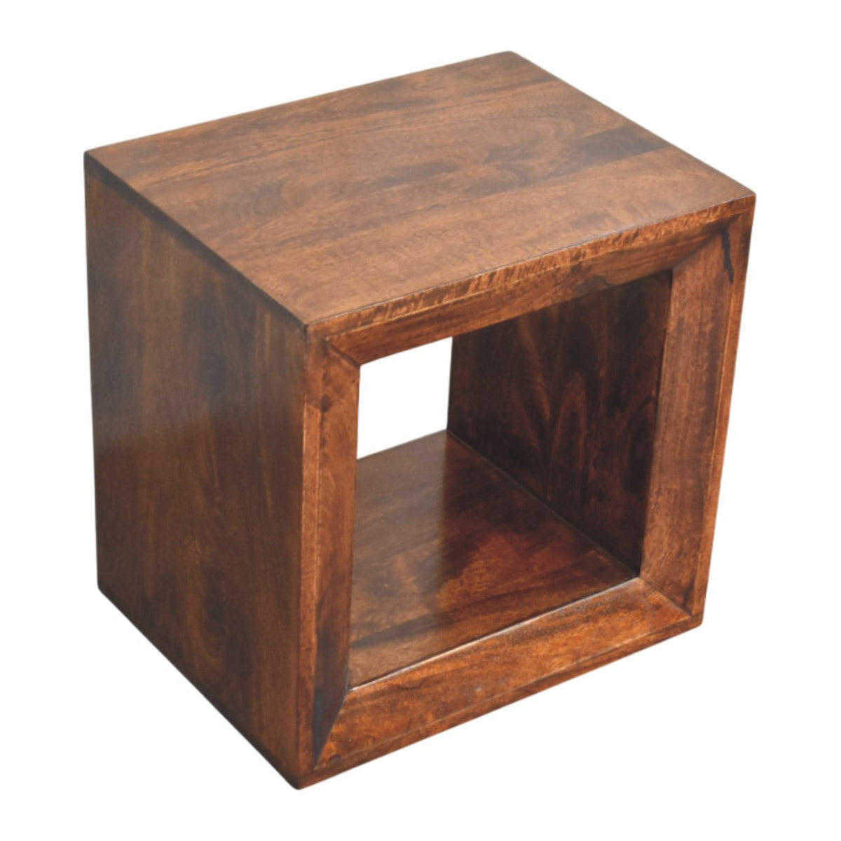 Solis Open California Walnut Side Table Accent Piece | Wall-Mounted