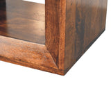 Solis Open California Walnut Side Table Accent Piece | Wall-Mounted