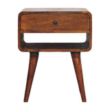 Avora Chestnut Nightstand with Drawer and open slot Chest of | Solid Mango Wood Default Title