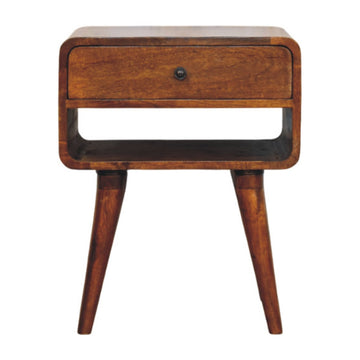 Avora Chestnut Nightstand with Drawer and open slot Chest of | Solid Mango Wood Default Title