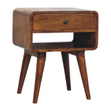 Avora Chestnut Nightstand with Drawer and open slot Chest of | Solid Mango Wood
