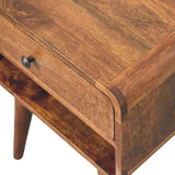 Avora Chestnut Nightstand with Drawer and open slot Chest of | Solid Mango Wood