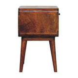 Avora Chestnut Nightstand with Drawer and open slot Chest of | Solid Mango Wood