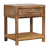 Regency Woven Oak-ish Nightstand with Drawer Accent Piece