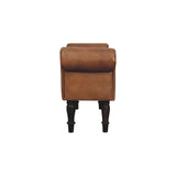Brown Buffalo Leather Rolled Arms Bench