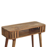 Slatted Oak-ish Console Table | Open Shelf
