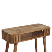 Slatted Oak-ish Console Table | Open Shelf