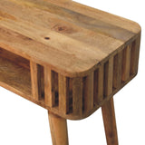 Slatted Oak-ish Console Table | Open Shelf