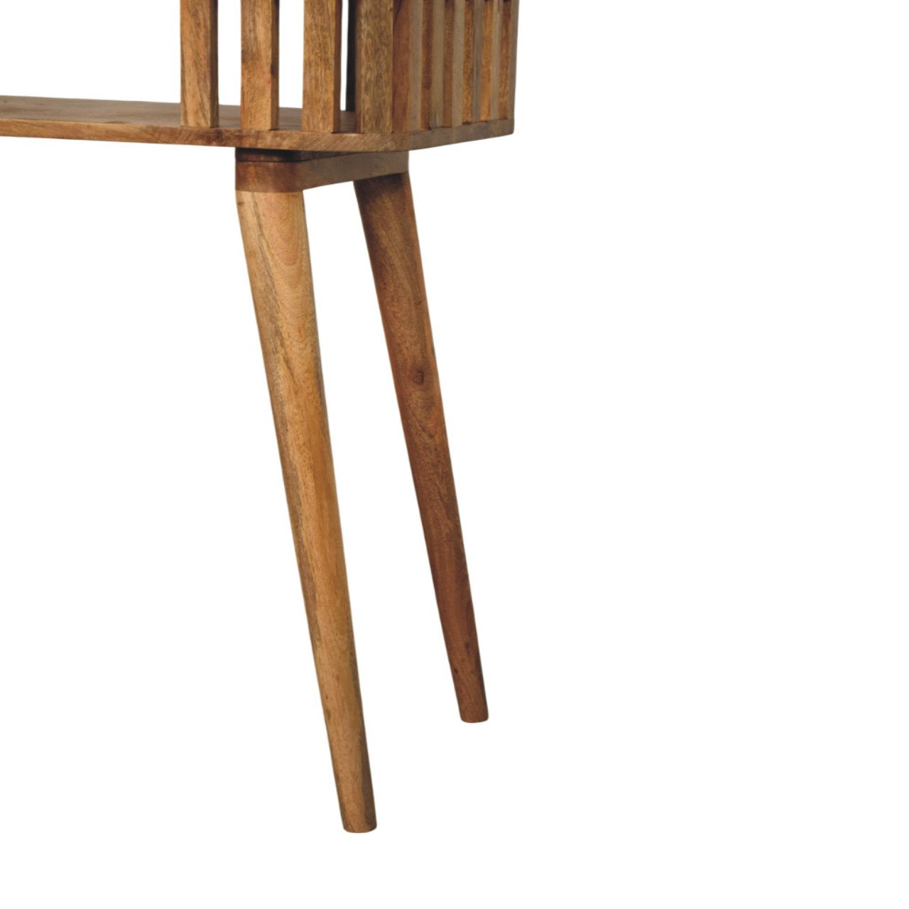 Slatted Oak-ish Console Table | Open Shelf