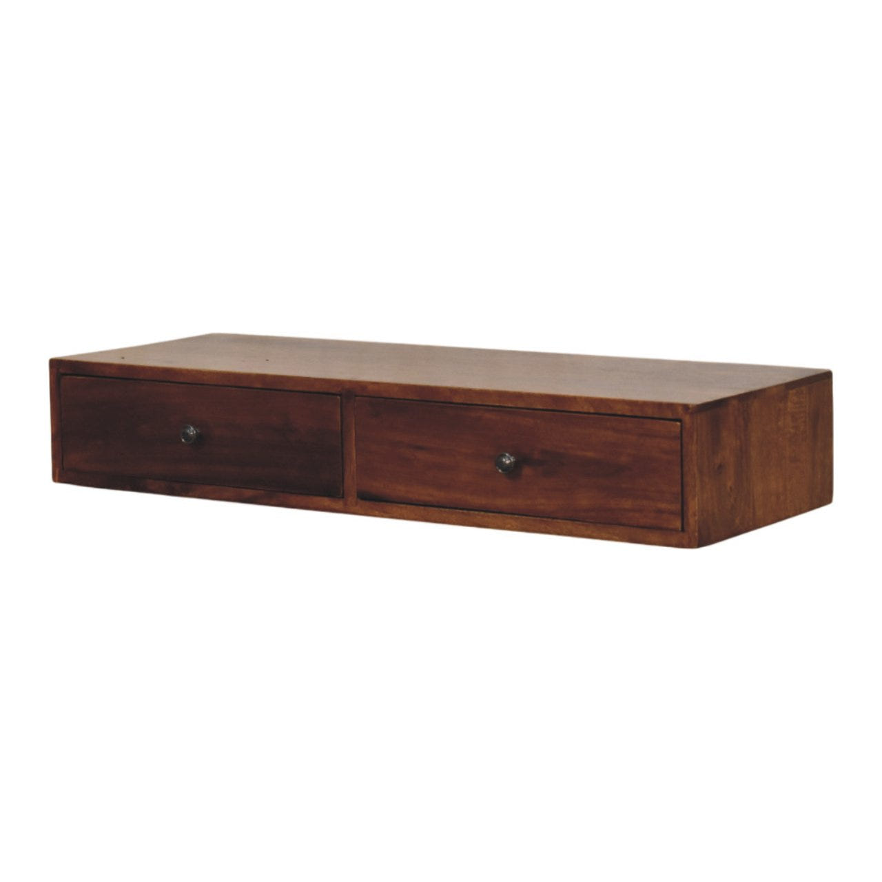 Lunar 2-Drawer Chestnut Wall Mounted Console Chest of Drawers | Wall-Mounted Default Title