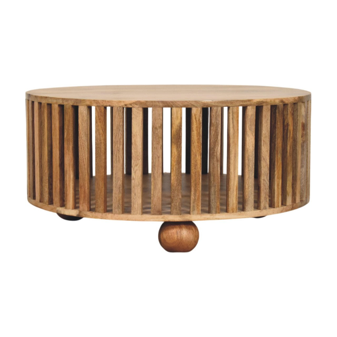Slatted Round Oak-ish Coffee Table Default Title