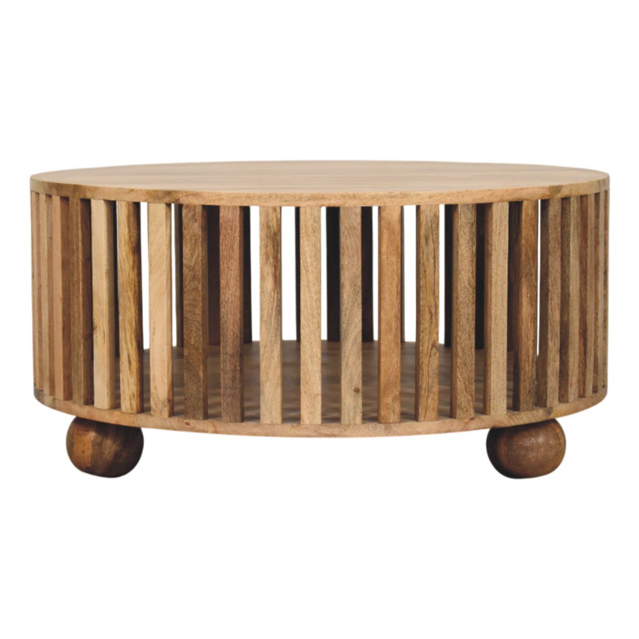Slatted Round Oak-ish Coffee Table