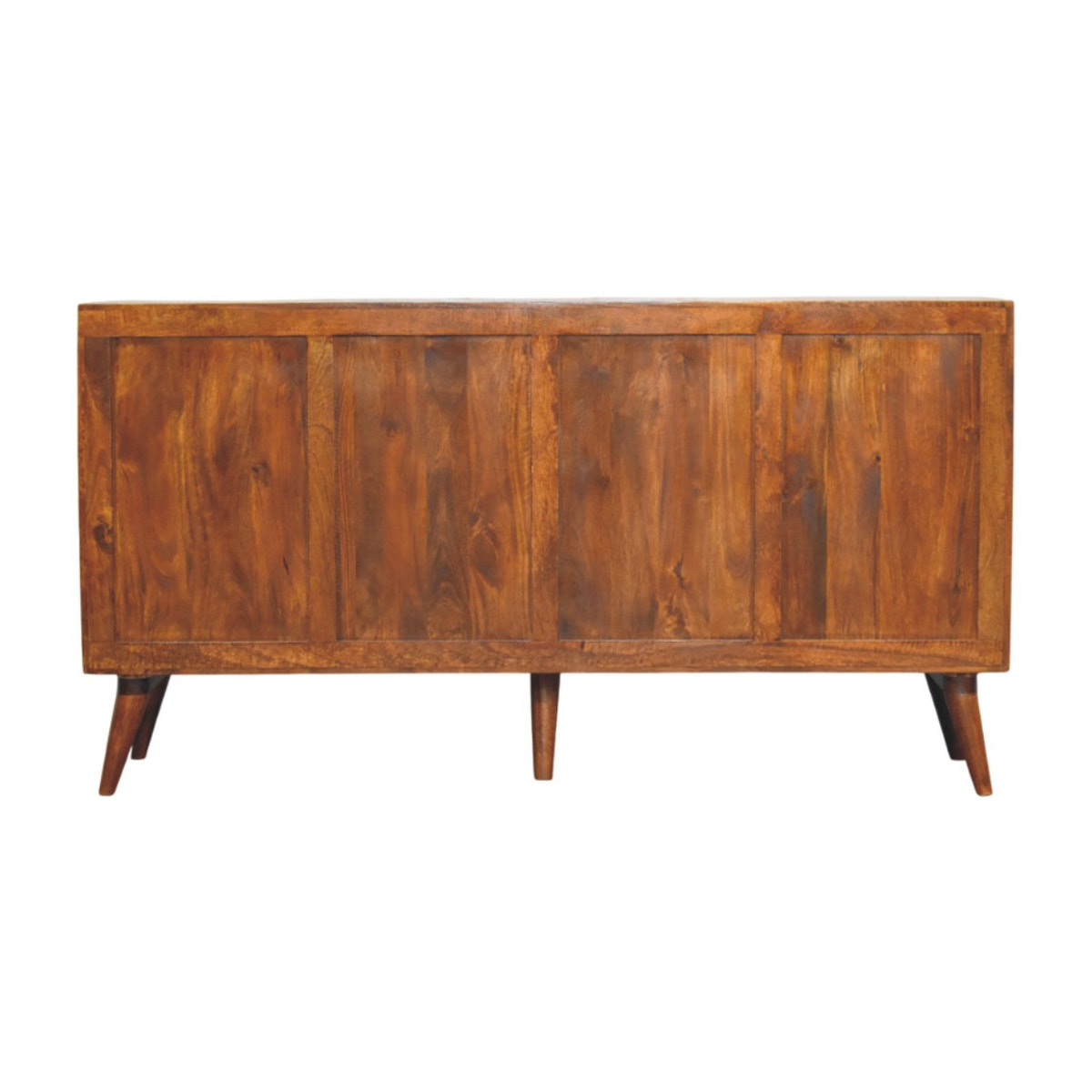 Solis Carved 4 Door Chestnut Sideboard Chest of Drawers | Linen Hand-Carved