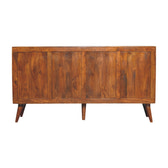 Solis Carved 4 Door Chestnut Sideboard Chest of Drawers | Linen Hand-Carved