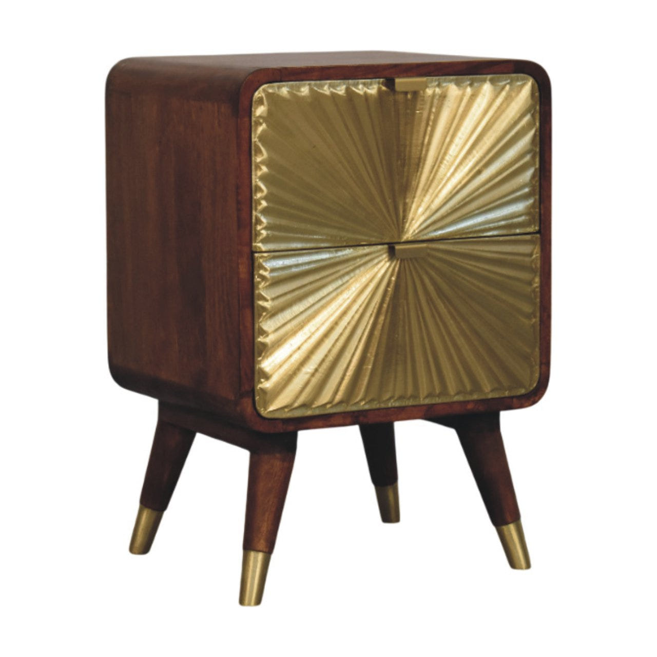 Avora Brass Embossed 2-Drawer Chestnut Chest of Drawers Default Title